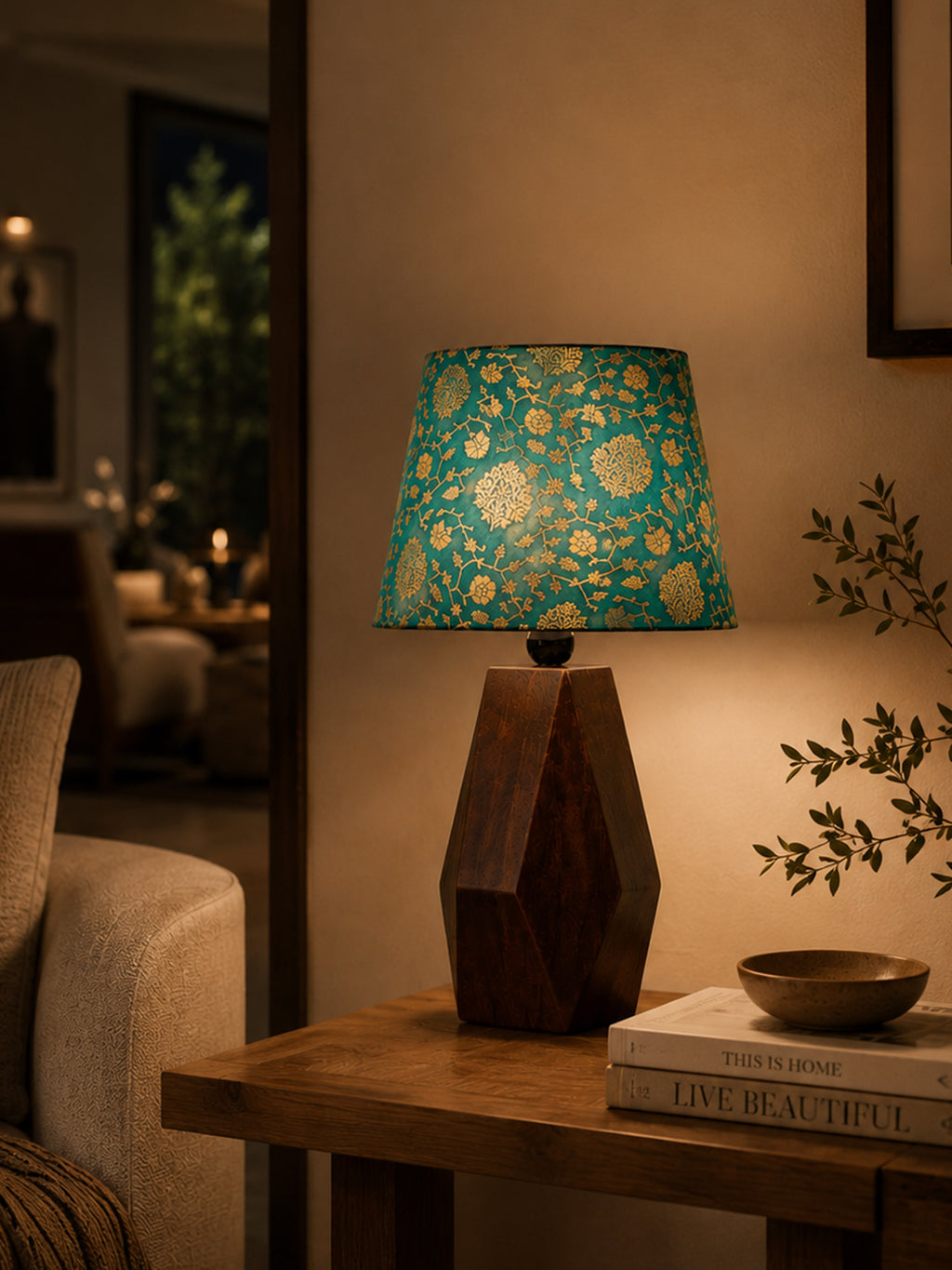 Facet Wooden Table Lamp Stand