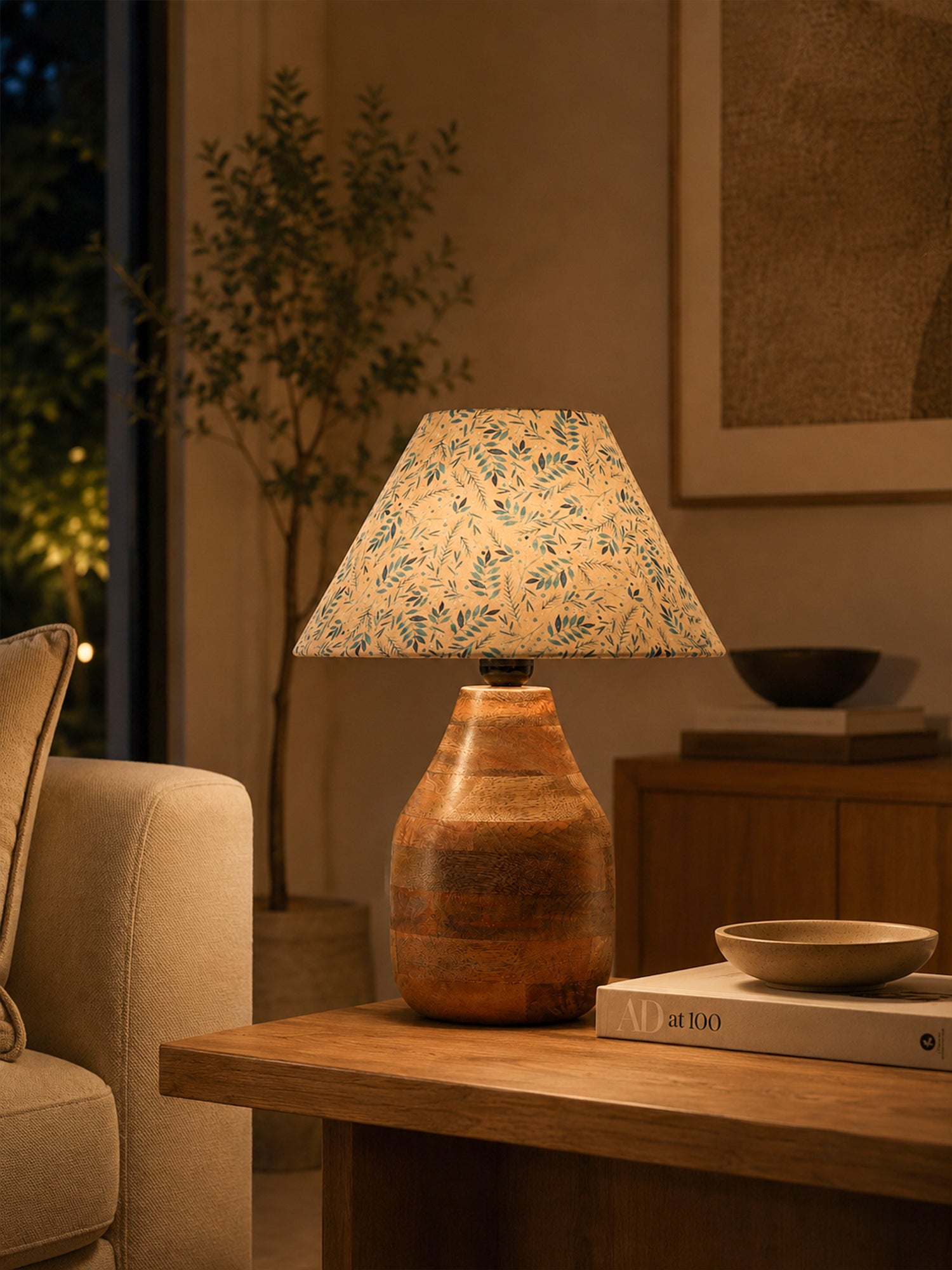 Niva Rounded Wooden Table Lamp Stand
